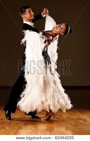 Professional Ballroom Dance Couple Preform An Exhibition Dance