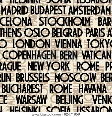 art seamless vector pattern background with names of cities