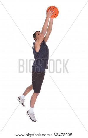 Basketball Sportsman Doing Slam Dank