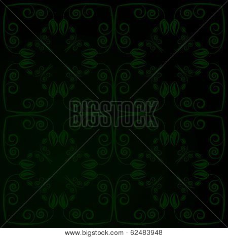 dark green background with flowers and leaves