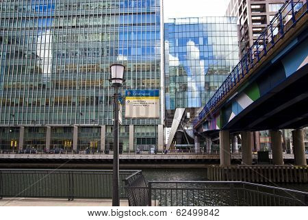 LONDON, UK - CANARY WHARF, MARCH 22, 2014 Modern glass buildings of the business district in London,