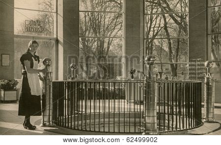BAD ELSTER, GERMANY,CIRCA 1942: Vintage photo of mineral spring  ÃÂ¢Ã?Ã?MoritzquelleÃÂ¢Ã?ÃÂ