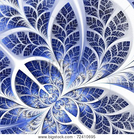 Fabulous Fractal Pattern In Darkblue. Collection - Tree Foliage. Computer Generated Graphics.