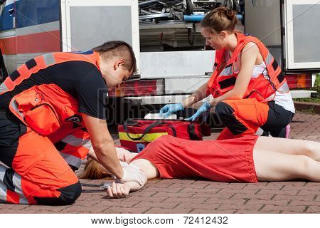 Young Girl Fainting In Hot Day