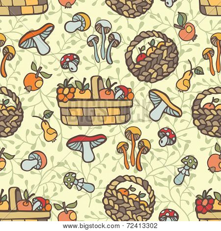 Doodle seamless pattern.Autumn harvest vector