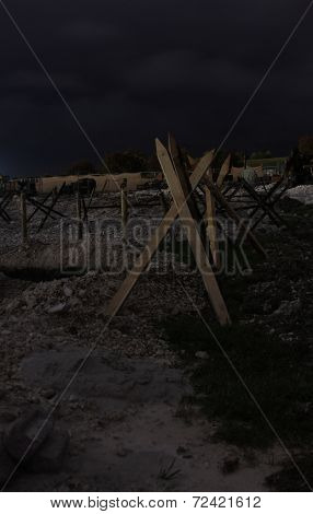 WW1 battlefield at night