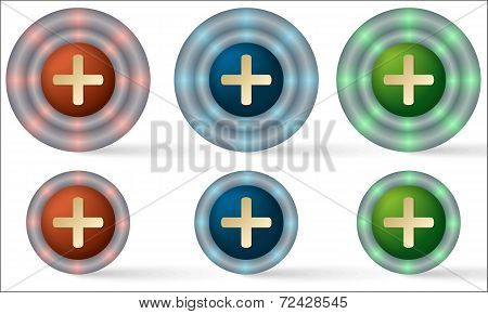 Set Of Six Icons With Plus Ymbol