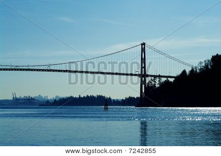 suspension bridge against blue sky