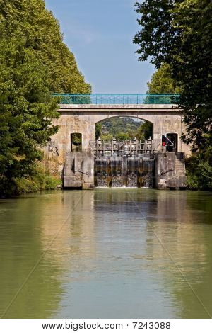Old Sluice And Bridge At Canal LatÃ©ral