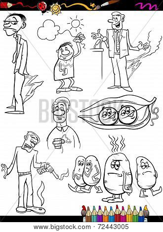 Sayings Set Cartoon Coloring Page