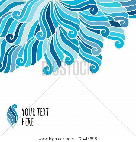 Abstract Hand-drawn Waves Pattern, Floral Vector Background