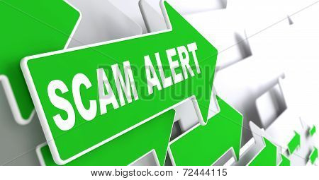 Scam Alert on Green Direction Arrow Sign.