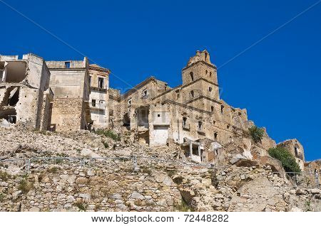 Panoramic view of Craco. Basilicata. Southern Italy.