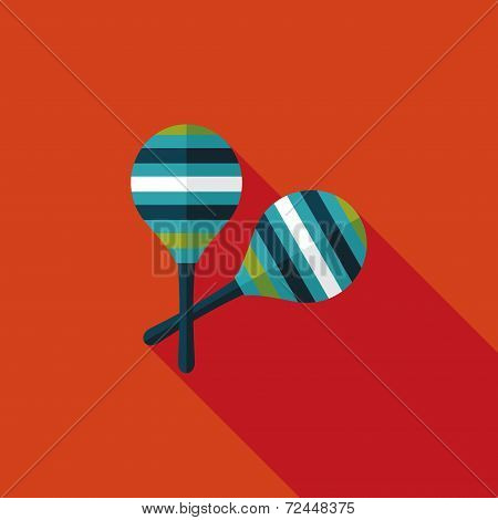 Wooden Rattle Flat Icon With Long Shadow,eps10