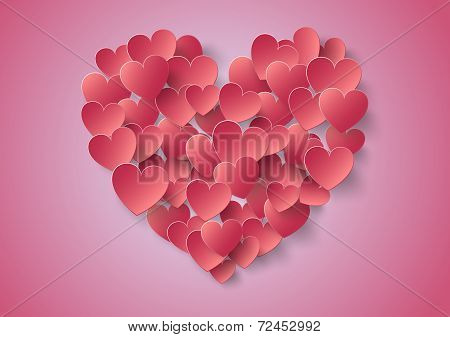 Heart Paper Sticker With Shadow Valentine's Day Vector Illustration