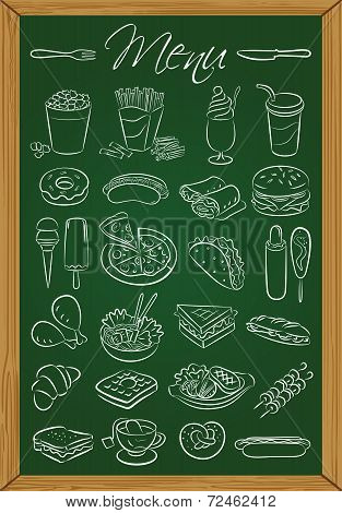 Food Menu On The Chalkboard