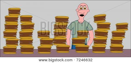 hombre con bocadillos