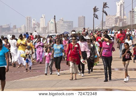 Walking Participants Celebrating Heritage Day In Durban South Africa