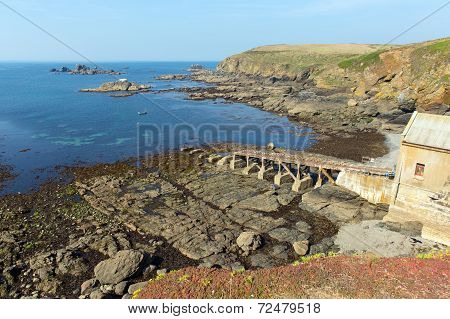 Lizard peninsula Cornwall England UK south of Falmouth and Penryn with disused RNLI lifeboat house