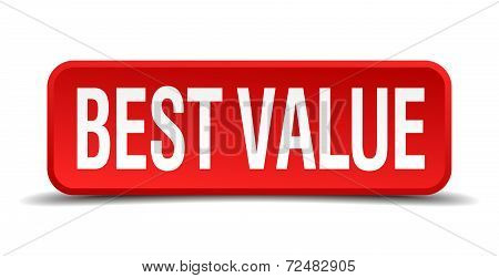Best Value Red Three-dimensional Square Button Isolated On White Background