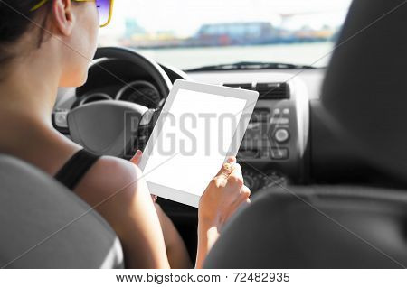 Car Driver With Tablet Pc