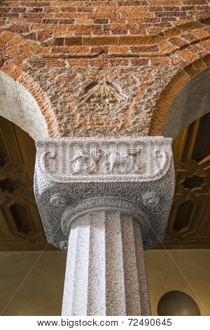 Capitals Of The Columns In The Hall