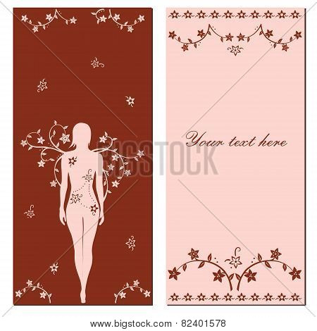 Greeting Floral Card With Girl Silhouette