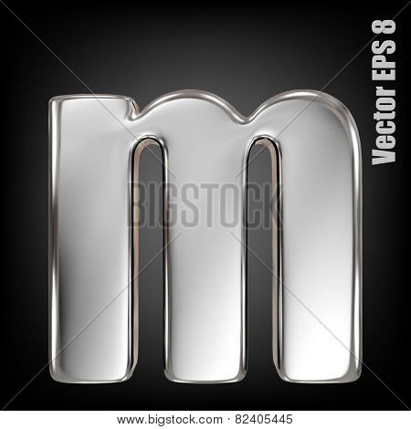 Vector letter m from metal alphabet. Lovercase metal font collection. EPS 8