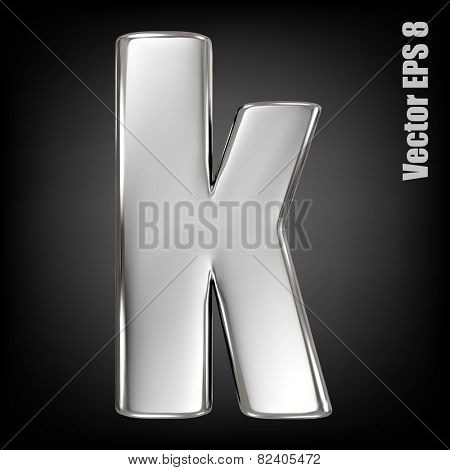Vector letter k from metal alphabet. Lovercase metal font collection. EPS 8