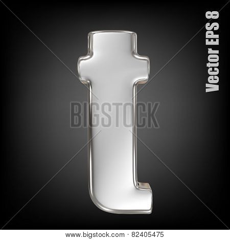 Vector letter t from metal alphabet. Lovercase metal font collection. EPS 8
