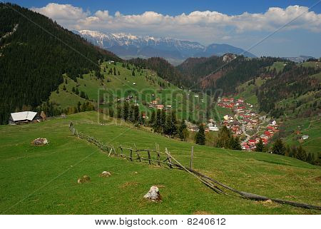 Panorama Mountain Village In Romania