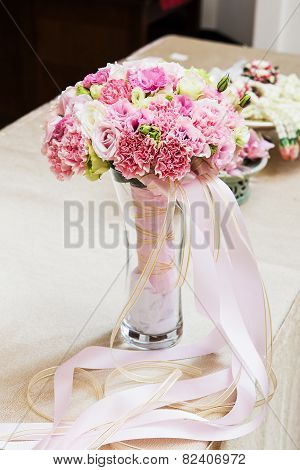 Colorful Flower Wedding Bouquet For Bride Isolated On White Background