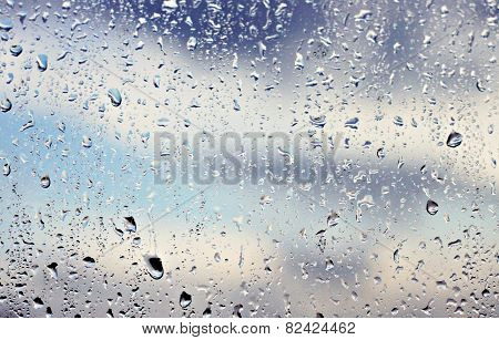 Rain drops on window glass