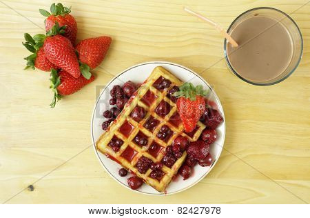 Waffles With Red Berries