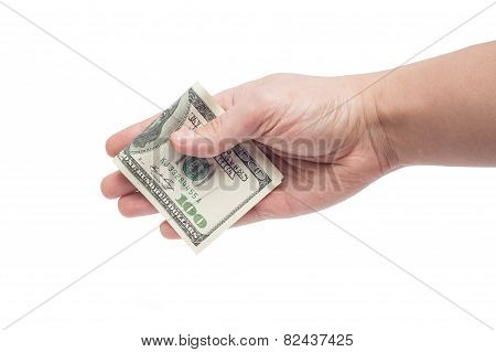 Corruption Concept: Hand Giving Bribe 100 Usd