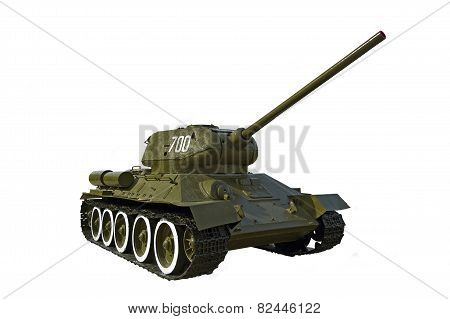 Soviet tank T-34 isolated on white