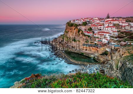 Sunset In The Town Azenhas Do Mar. With Natural Pool.