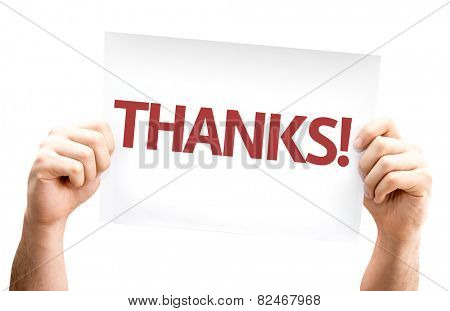 Thanks! card isolated on white background