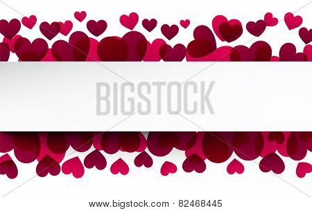 Love background with pink hearts. Valentine's greeting card. Vector illustration. 