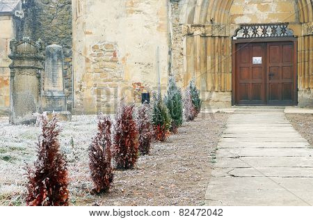 Architectural detail of Old Cistercian Church in Carta, Romania, Europe