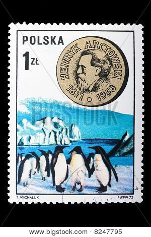 Polska - około 1973: Pieczęć Henryk Arctowski