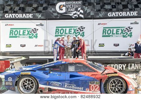Daytona Beach, FL - Jan 25, 2015:  The Tudor United SportsCar Championship teams take to the track for the Rolex 24 at Daytona International Speedway in Daytona Beach, FL. 