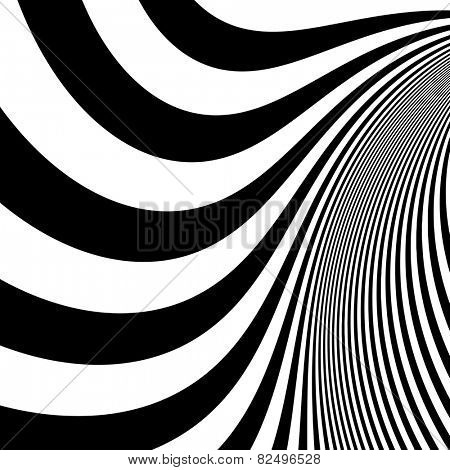 Pattern with optical illusion. Black and white background. Vector illustration. 
