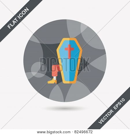 Coffin Falt Icon With Long Shadow,eps10