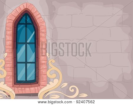 Illustration of a Walled Structure with a Lancet Window