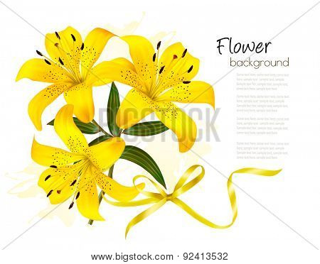 Holiday yellow flowers background. Vector.