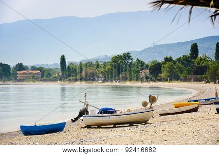 Fisher's boat at the sea beach, Leptokaria, Greece
