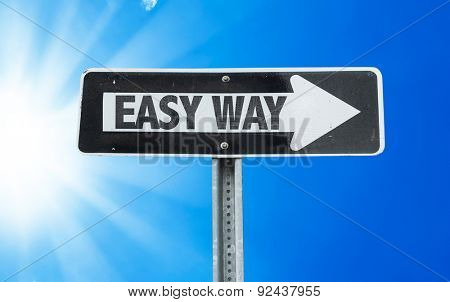 Easy Way direction sign with a beautiful day