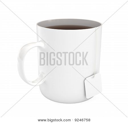 Mug ชา แยกต่างหากบนพื้นสีขาว ภาพ 3D