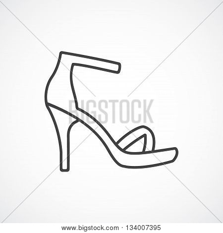 Women's high-heeled sandal. Vector line icon on white background